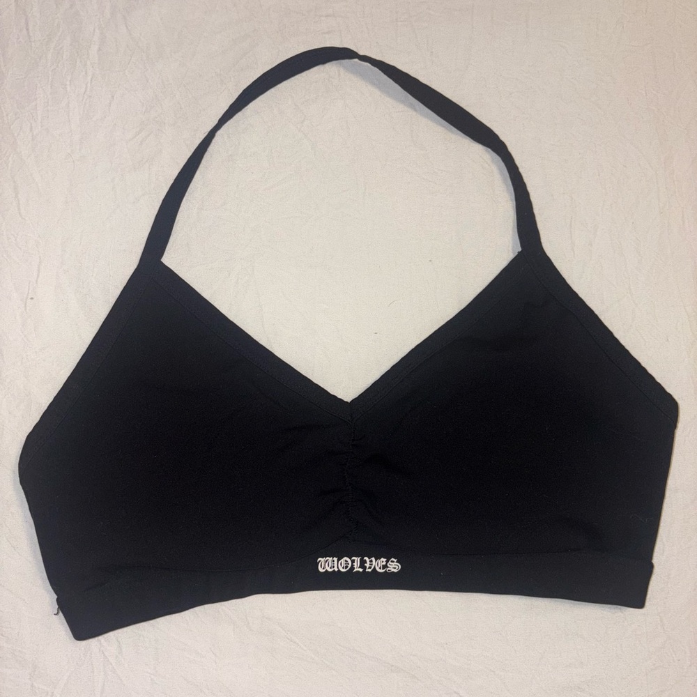 Darc Sport Black Bralette with WOLVES Embroidery
